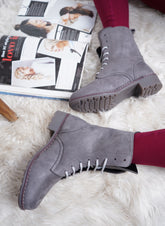 Grey Block Solid Regular Boots